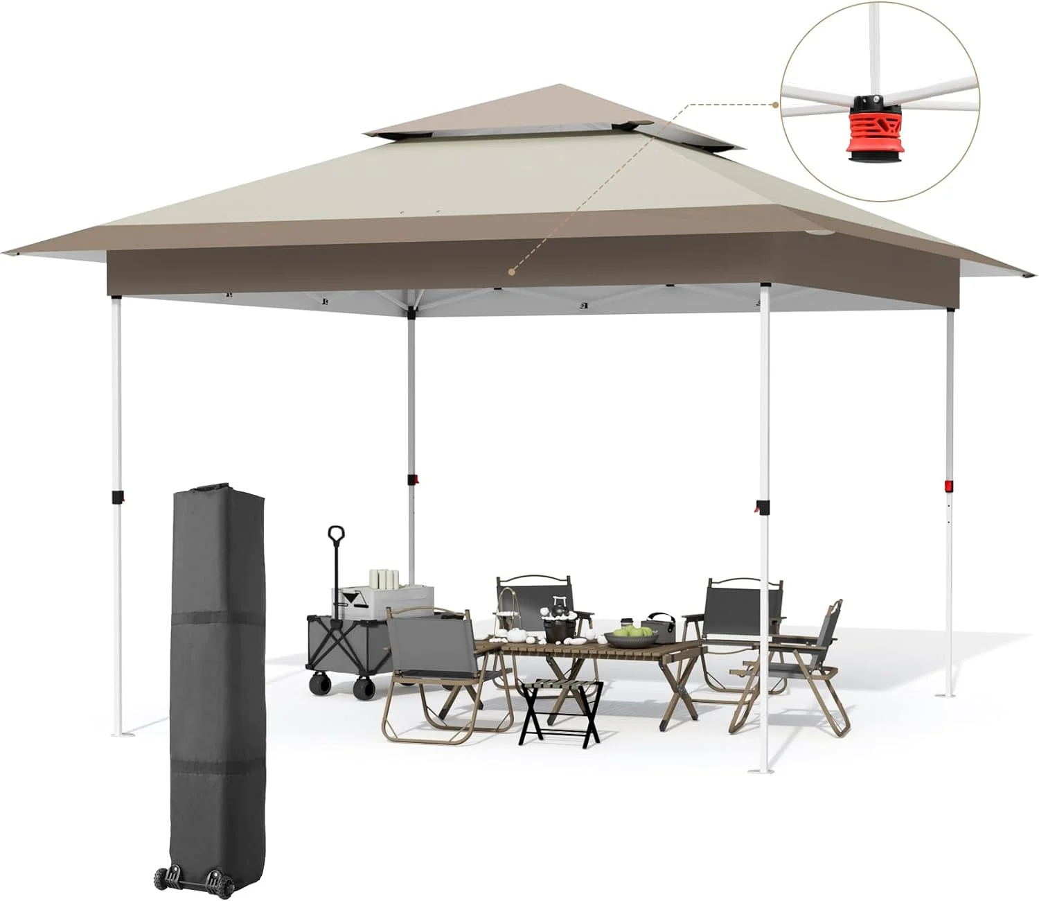Arlopu White 12' x 12' Ez Pop Up Canopy Tent Portable Instant Folding Shelter Outdoor Camping Canopy Patio Party Gazebo - Image 16