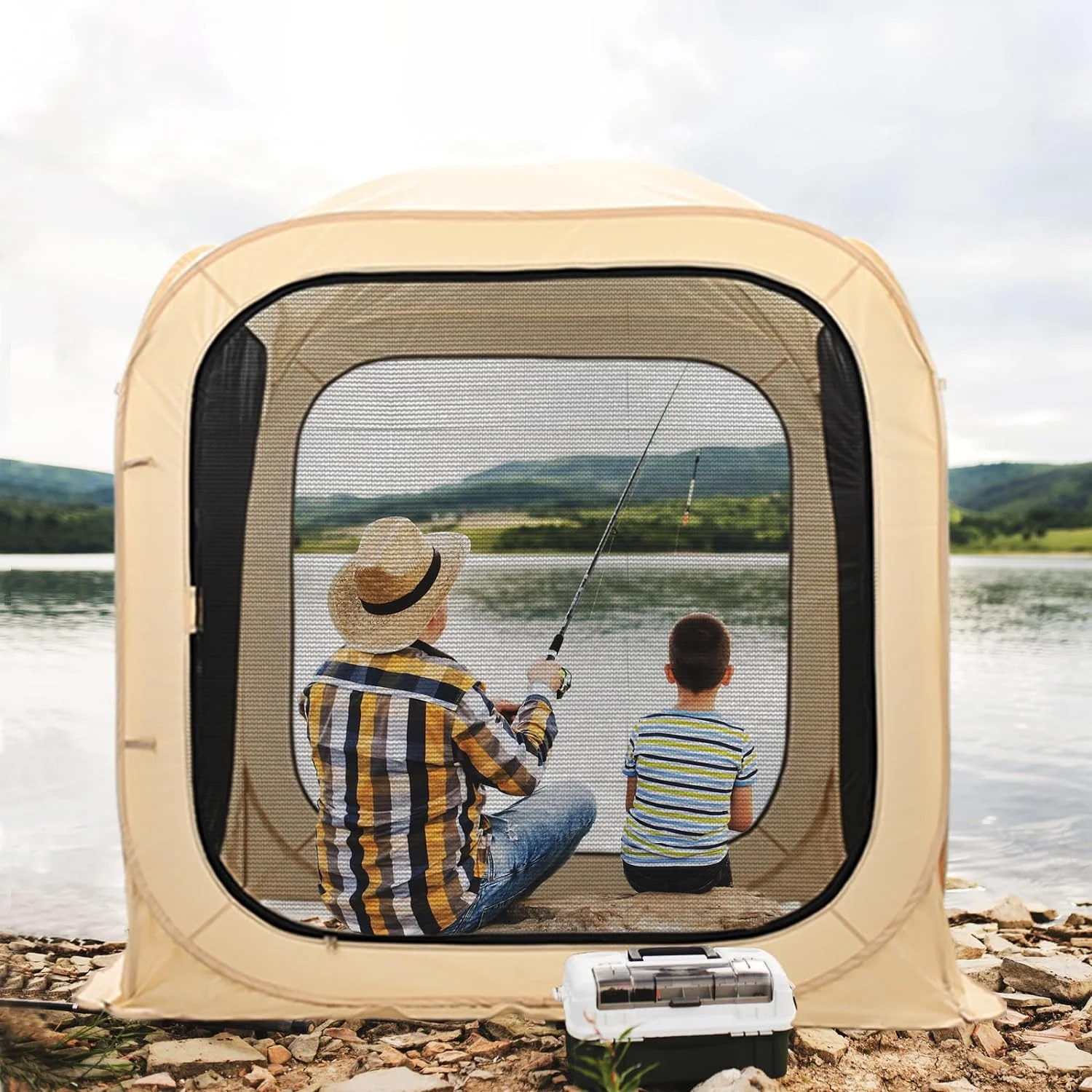 Slsy Screen House Tent Pop-Up, Portable Screen Room Canopy Instant Screen Tent Outdoor Camping Tent with Carry Bag for Patio, Backyard, Deck & Outdoor Activities - Image 14