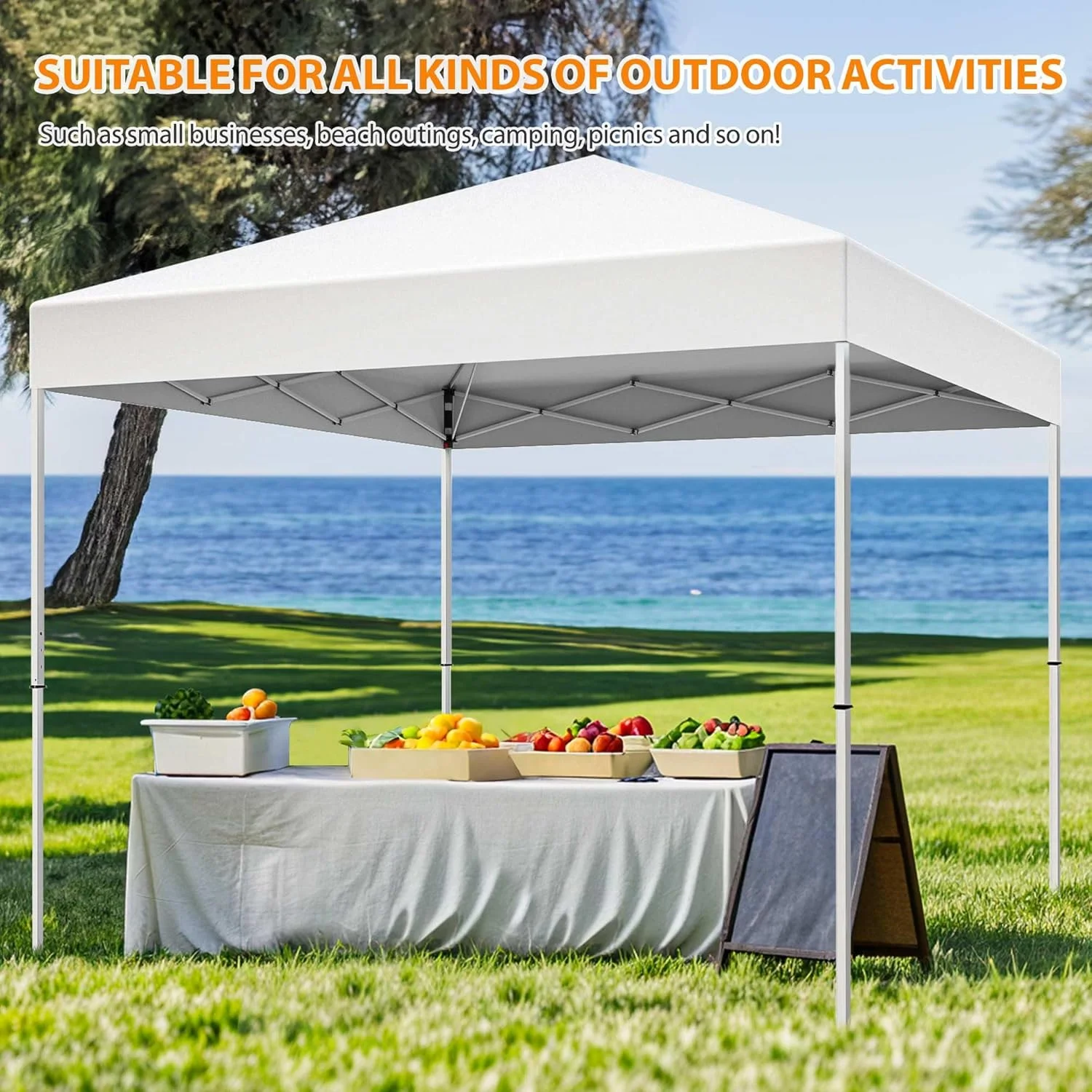 Puppys 10 X 10ft Pop Up Canopy Tent Easy Set up Outdoor Instant Straight Legs Portable Gazebo Shelter with Wheeled Bag for Camp Beach Patio and Garden (Blue) - Image 26