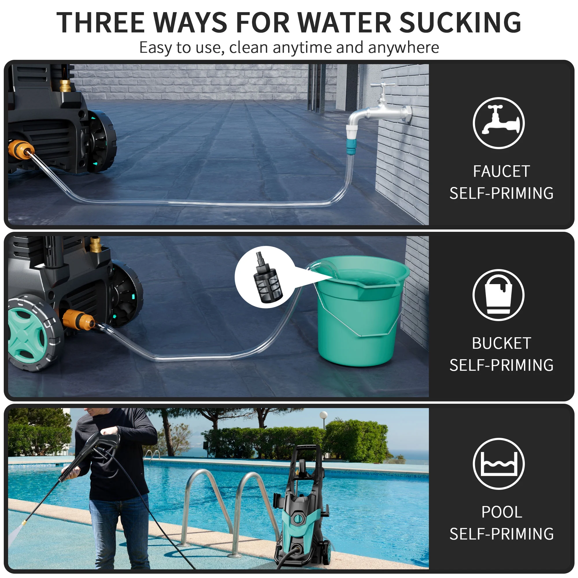 FOTING Electric Pressure Washer, 4500 PSI 3.2 GPM Power Washer with 4 Quick Connect Nozzles, High Pressure Cleaning Machine with Foam Cannon for Cars/Fences/Driveways/Patios/Home Cleaning - Image 13