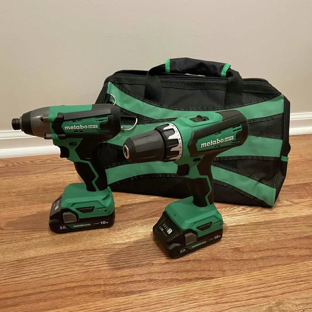 Metabo HPT 18V MultiVolt Hammer Drill and Impact Driver Combo Kit | Cordless | 2-2.0Ah Li-Ion Batteries w/Fuel Gauge | Lifetime Tool Warranty | KC18DFX - Image 2